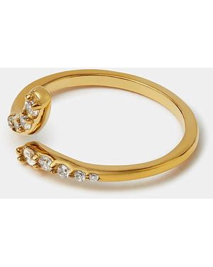 Accessorize Steel Cz Wrap Ring - Metallic