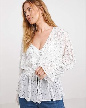 Simply Be Sheer Tie Front Blouse - White