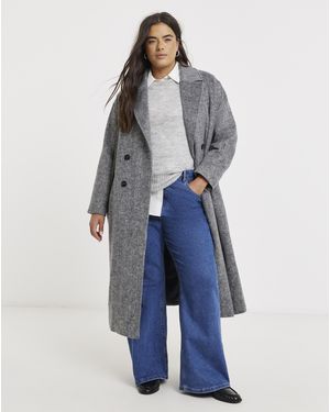 Simply Be Brushed Faux Wool Midaxi Coat - Blue
