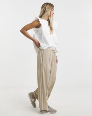 Simply Be Contrast Waist Side Stripe Trouser - White