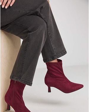 JD Williams Kitten Heel Sock Boot E Fit - Red