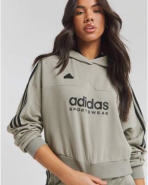 adidas Tiro 3 Stripes Loose Hoodie - Grey