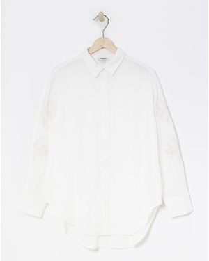 Simply Be Embroidered Sleeve Shirt - White