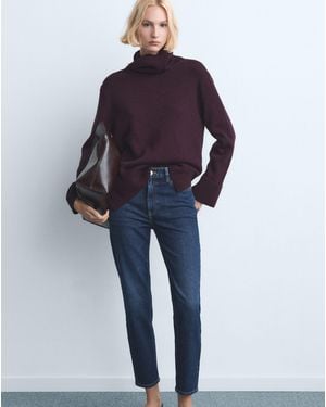 Mango Comfort High-Rise Crop Mom Jean - Blue