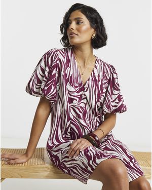 Simply Be Printed Linen Button Up Shift Dress - Multicolour