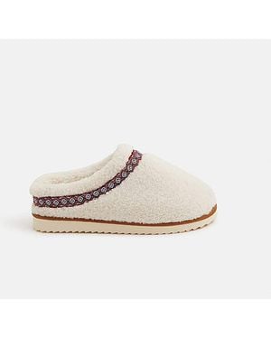 Accessorize Borg Mule Slippers - White