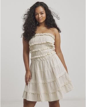 Beach To Beach Broderie Mini Beach Dress - Natural