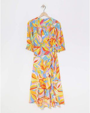 Simply Be Ruffle Front Wrap Midi Dress - Orange