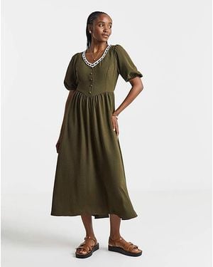 Simply Be Historic Detail Midi Dress - Green