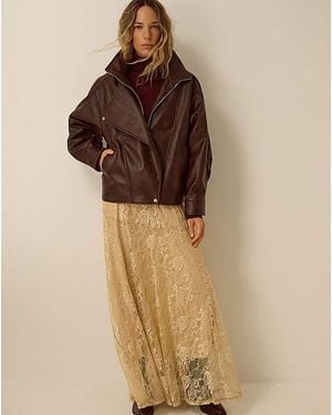 Monsoon Grace Faux Leather Bomber Jacket - Brown