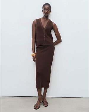 Mango Fine Knit Jumper Vest - Brown