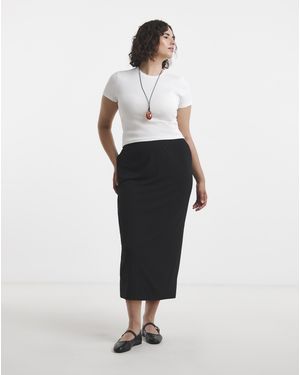 Simply Be Jersey Tube Midi Skirt - Blue