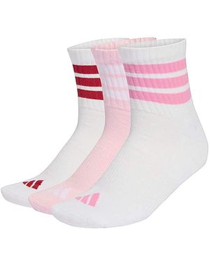 adidas Essential 3 Pack Stripe Crew Sock - Pink