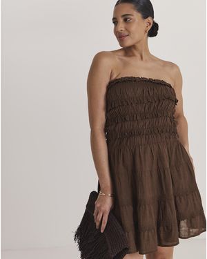 Beach To Beach Bandeau Mini Beach Dress - Brown