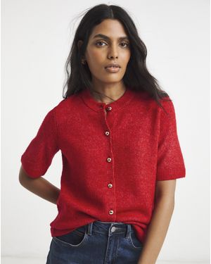 Simply Be Short Sleeve Cardigan - Red
