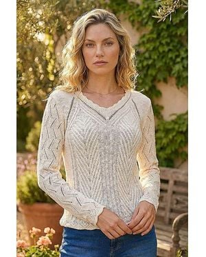 Roman Roman Scallop V-Neck Knit Jumper - Green
