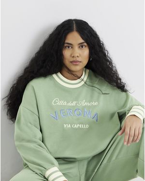 Simply Be Verona Sweatshirt With Sporty Trim - Green