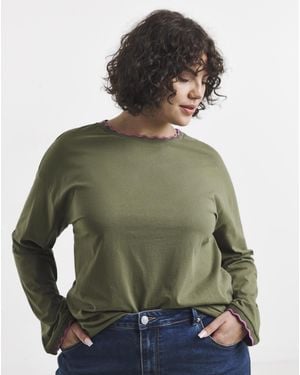 Simply Be Ls Scallop Edge Top - Green