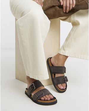 Simply Be Two Strap Buckle Sandals Wide Fit - Natural