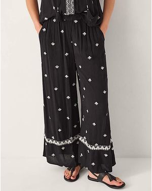 Monsoon Embroidered Wide Leg Trousers - Black