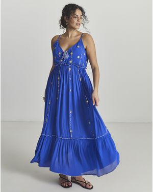 MAGISCULPT Mirror Trims Maxi Beach Dress - Blue