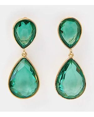 Accessorize Double Gem Teardrop Earrings - Green