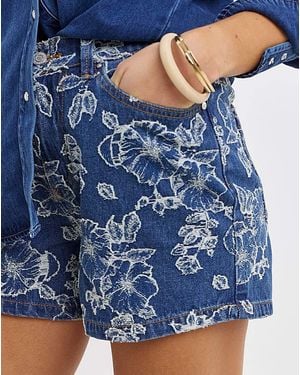 Simply Be Floral Jaquard Short - Blue