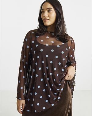 Simply Be Printed Mesh Ls Ayshem - Brown