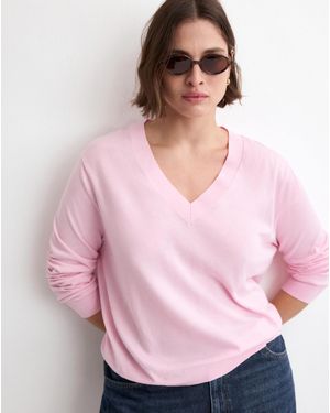 Mango V-Neck Knit Jumper - Pink