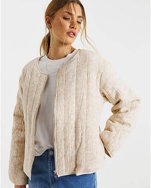Simply Be Floral Jacquard Collarless Jacket - Natural