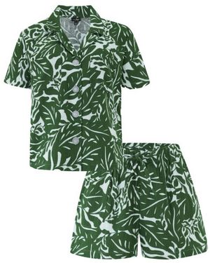 Pour Moi Pour Moi Double Cloth Revere Pyjama Set - Green