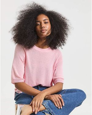 Simply Be Half Sleeve Knitted Jumper - Pink