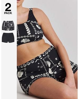 Simply Be Value 2 Pack Bikini Shorts - Black
