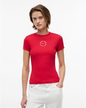 Tommy Hilfiger Slim Logo Rib Tee - Red