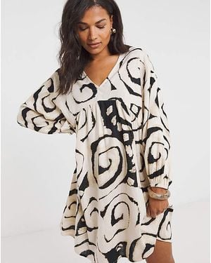 Simply Be Linen Blend Smock Dress - Multicolour