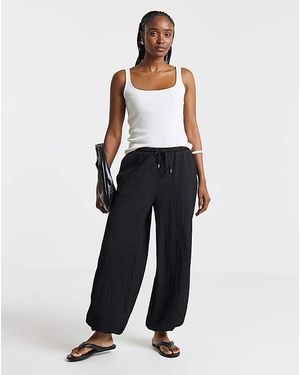 Simply Be Jersey Textured Balloon Trouser - White