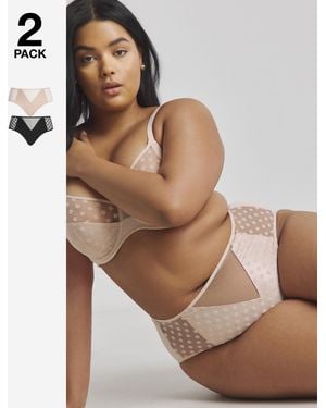 Pretty Secrets 2 Pack Hannah Everyday Spot Mesh Briefs - Natural