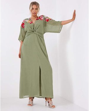 Hope & Ivy Cora Embroidered Dress - Green