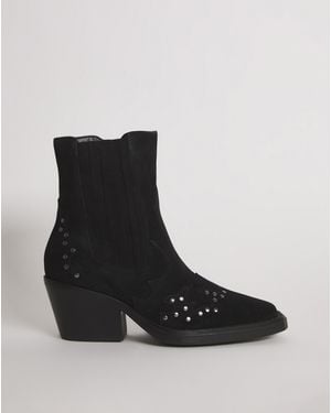 Simply Be Studded Cowboy Ankle Boots Wide - Black