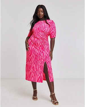 Simply Be Zebra Print Slinky Midi Dress - Pink
