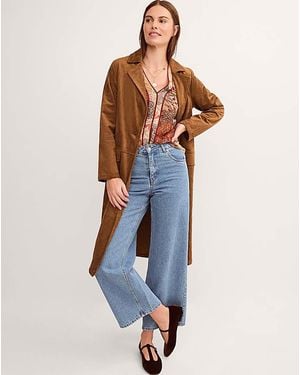Monsoon Tove Faux Suede Coat - Blue