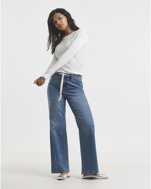 Simply Be Tie Front Wide Leg Jean - Blue