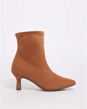 JD Williams Kitten Heel Sock Boot E Fit - Brown