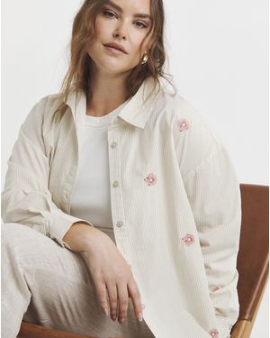 Simply Be Flower Embroidered Shirt - White