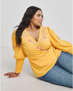 Simply Be Embroidered Wrap Top - Metallic
