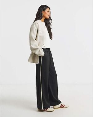 Simply Be Side Stripe Wide Leg Trousers - White