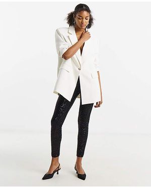 Simply Be Sequin Pull On Skinny Trousers - Black