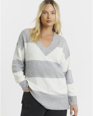 Simply Be V-Neck Tunic - Grey