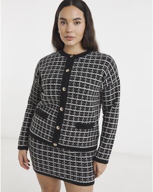 Simply Be Crew Neck Boucle Cardigan Co-Ord - Multicolour