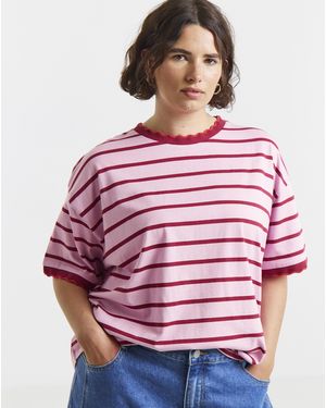 Simply Be Scallop Trim Boxy T-Shirt - Red